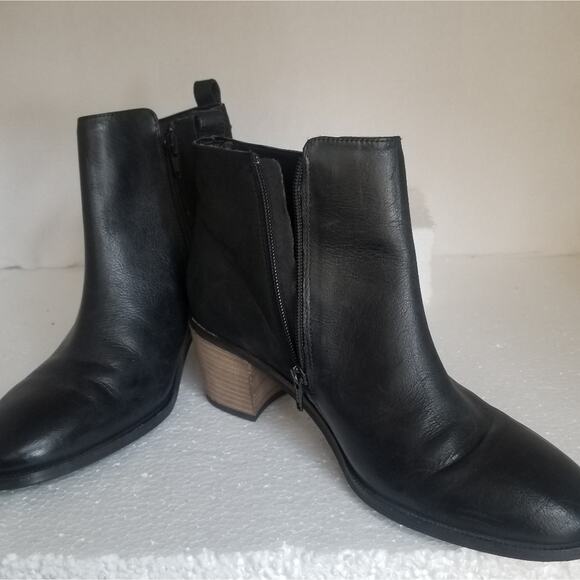 Crevo Boots Womens 10 black Autumn Tassel Leather Ankle Side Zip Block Heel - Picture 5 of 14